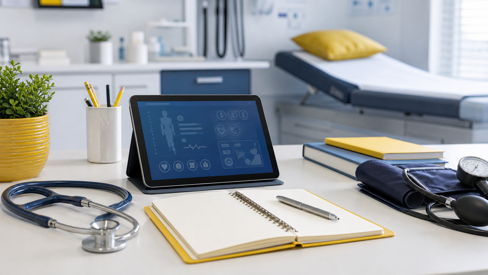 Illustrative editorial scene for nursing & care organization